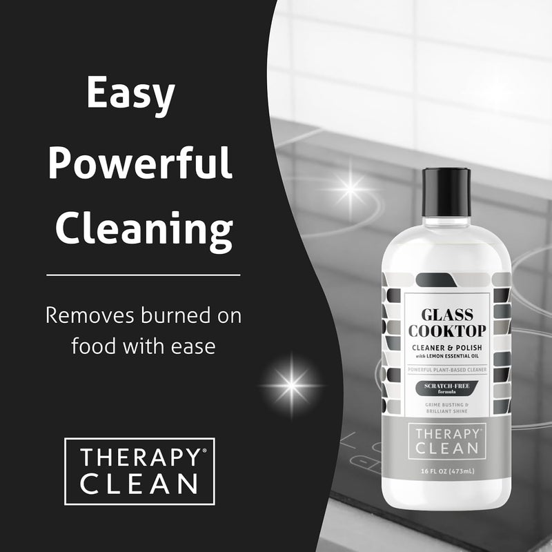 therapy Glass Cooktop Cleaner Bundle with Microfiber Cloth - Glass Stove Top Cleaner and Polish for Ceramic, Electric, Induction and Flat Top Surfaces - Image 3
